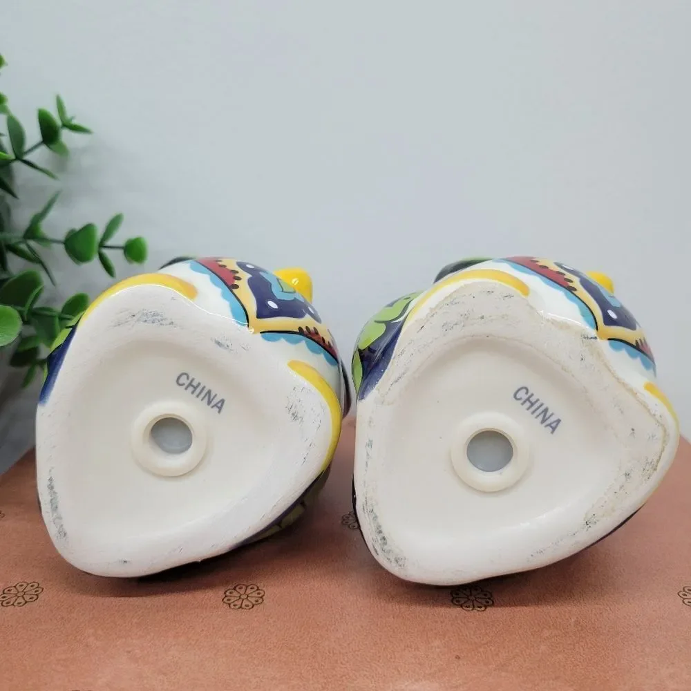 Colorful Ceramic Owl Salt & Pepper Shakers – Folk Art Style 🦉 - Picture 7 of 11